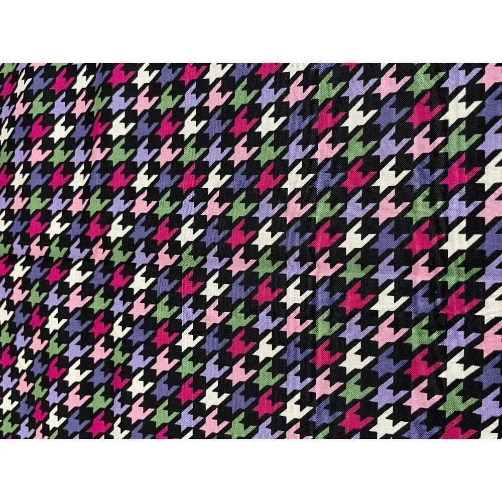 David Textiles‎ Fabric Geometric Black Pink Purple Green Remnant 60